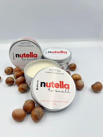 Herbst Kerze Nutella Liebhaber Duftkerze Haselnusscreme Duftkerze im Blechdose aus Rapswachs Spotify-Code mit Soundtrack Geschenkidee