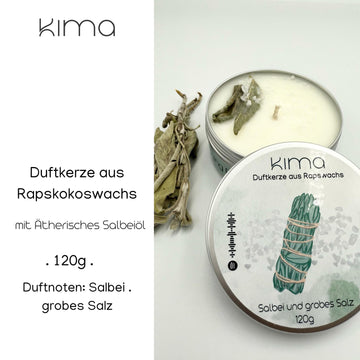 Salbei und grobem Salz Duftkerze mit Ätherisches Salbeiöl