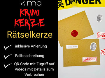True Crime Duftkerze Rätselkerze Kriminalfall Spotify Soundtrack Bookish Krimi Erlebnis Denkspiel Geschenk Geburtstag Weihnachten Freundin